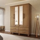 Ver mais imagens de Conjunto Quarto Ouro: Guarda-roupa 4 Portas, Cama Casal, Cômoda Sapateira e 2 Mesas Cabeceiras Freij