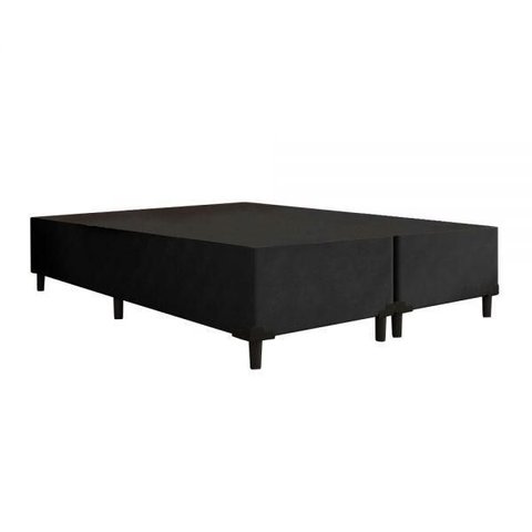 Base Cama Box Bipartido Queen Size Corino Preto 35x158x198
