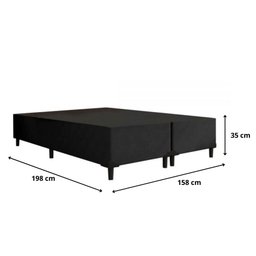 Base Cama Box Bipartido Queen Size Corino Preto 35x158x198 - 3