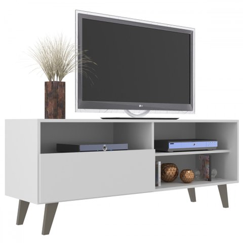 Rack para Tv até 55 Polegadas Sakai 1 Porta 1 Prateleira Branco/off White - Panorama Móveis