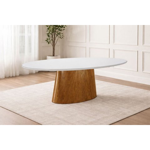 Mesa de Jantar Oval 2,20x1,10m Atenas Imperial Móveis