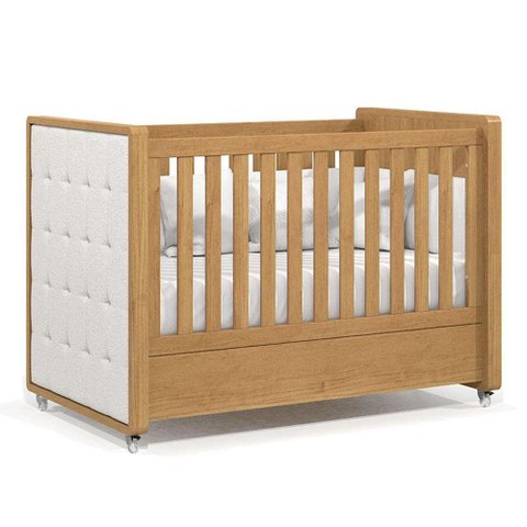 Berço Americano Capitonê New Boucle e Guarda Roupa Tutto New 2 Portas Freijó - Matic