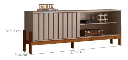 Rack Bancada para Tv até 75 Aurora 1.8 Mobler '''':pérola Metalizado/cinamomo Mel - 5