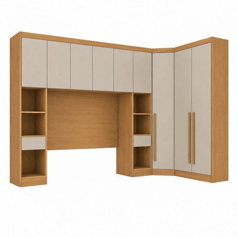 Guarda-Roupa Modulado Casal 2 Mesas de Cabeceira 9 Portas 3 Gavetas 100% MDF Cairo