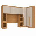 Ver imagem 2 de Guarda-Roupa Modulado Casal 2 Mesas de Cabeceira 9 Portas 3 Gavetas MDF Cairo Marrom/Cinamomo/Fendi