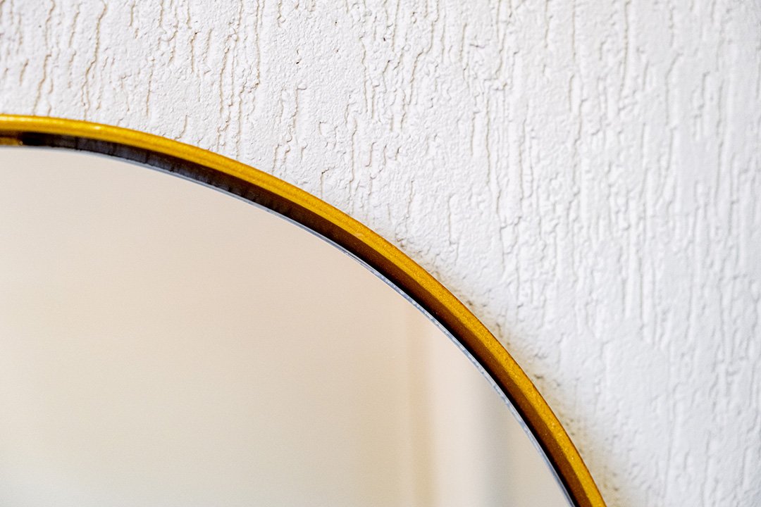 Espelho Oval com Moldura em Metal Mobília Express Pequeno Dourado - 2