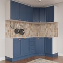 Ver imagem 1 de Cozinha Planejada 6 Peças com Tampo 3 Aéreos 6 Portas e 3 Balcões Arizona CabeCasa MadeiraOriginals Azul