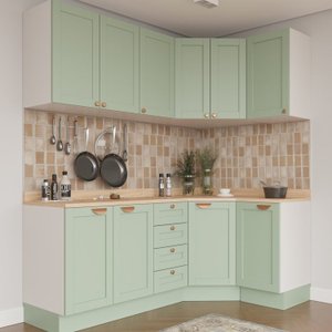 Cozinha Modulada 6 Peças com Tampo 3 Aéreos 6 Portas e 3 Balcões Arizona CabeCasa MadeiraMadeira