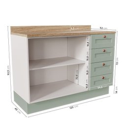 Cozinha Modulada 6 Peças com Tampo 3 Aéreos 6 Portas e 3 Balcões Arizona CabeCasa MadeiraMadeira - 14