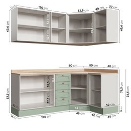 Cozinha Modulada 6 Peças com Tampo 3 Aéreos 6 Portas e 3 Balcões Arizona CabeCasa MadeiraMadeira - 4