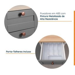 Cozinha Modulada 6 Peças com Tampo 3 Aéreos 6 Portas e 3 Balcões Arizona CabeCasa MadeiraMadeira - 5