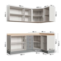Cozinha Modulada 6 Peças com Tampo 3 Aéreos 6 Portas e 3 Balcões Arizona CabeCasa MadeiraMadeira - 4