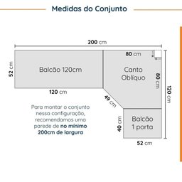 Cozinha Modulada 6 Peças com Tampo 3 Aéreos 6 Portas e 3 Balcões Arizona CabeCasa MadeiraMadeira - 3