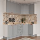 Ver imagem 1 de Cozinha Modulada 6 Peças com Tampo 3 Aéreos 6 Portas e 3 Balcões Arizona CabeCasa MadeiraOriginals Cinza