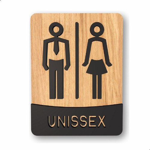 Placa de Banheiro Placas para Banheiro Feminino Masculino:preto - Unissex 15x20