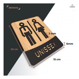 Placa de Banheiro Placas para Banheiro Feminino Masculino:preto - Unissex 15x20 - 2