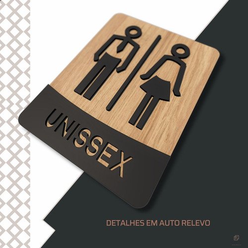 Placa de Banheiro Placas para Banheiro Feminino Masculino:preto - Unissex 15x20 - 4