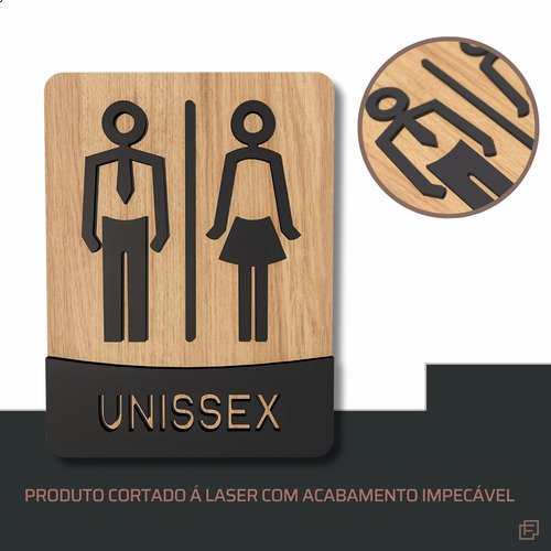 Placa de Banheiro Placas para Banheiro Feminino Masculino:preto - Unissex 15x20 - 6