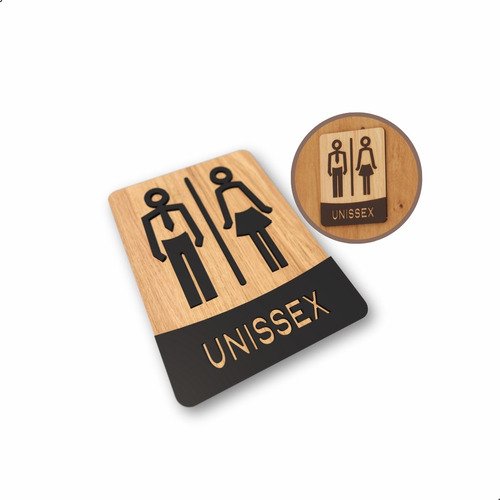 Placa de Banheiro Placas para Banheiro Feminino Masculino:preto - Unissex 15x20 - 7