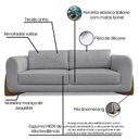 Ver imagem 4 de Sofá 3 Lugares Fixo 2,50m Linho Djon Escandinavo Cinza