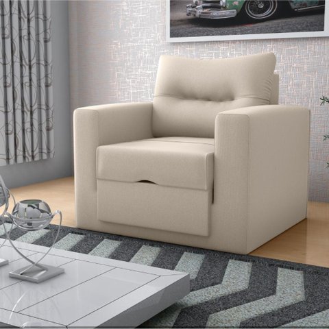 Sofá Cama para Sala de Estar Landon Suede Bege