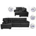 Ver imagem 2 de Sofá de Canto Retrátil e Reclinável Esquerdo 3,40x2,36m Molas Cama inBox Espanha Velusoft Preto