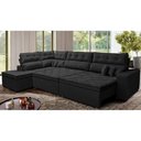 Ver imagem 1 de Sofá de Canto Retrátil e Reclinável Esquerdo 3,40x2,36m Molas Cama inBox Espanha Velusoft Preto
