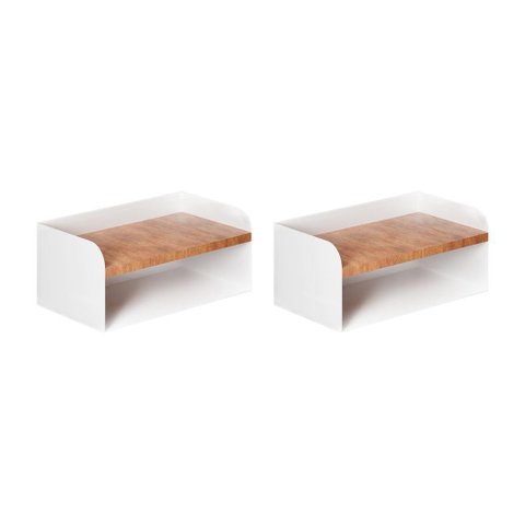 Kit 2 Mesas de Cabeceira Suspensas Branca em Aço Linha Home Padrão Morphi Design 45cm - Cor: