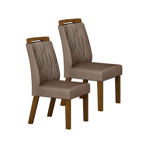 Conjunto 2 Cadeiras para Sala de Jantar Ilheus Marrom/Freijó/Camurça