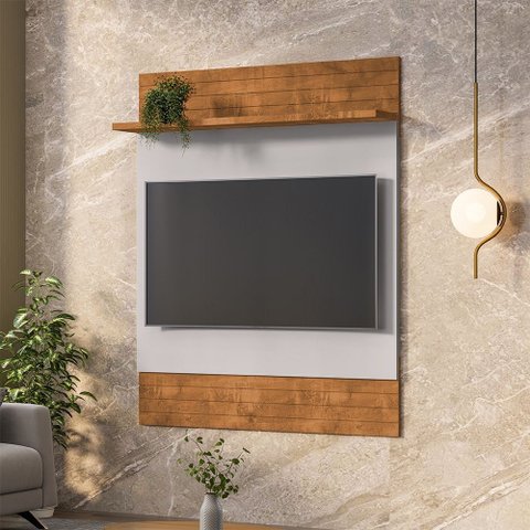 Painel Sala Guaratuba para TV até 48 Polegadas 1 Prateleira Naturalle/Off-White