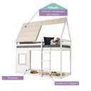 Ver imagem 4 de Cama Alta Cabana com Janela Noopy Casatema MadeiraOriginals Branco/Cera Bege