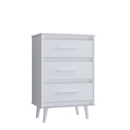 Cômoda 3 Gavetas Pequena Mila para Quartos e Closets - Branco - 2