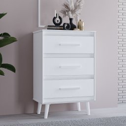 Cômoda 3 Gavetas Pequena Mila para Quartos e Closets - Branco - 1