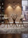 Ver imagem 3 de Conjunto Mesa Bistrô Boaz 60 cm Mad Maciça Tampo MDF c/Vidro Off White + 2 Banquetas Giratórias Tarb