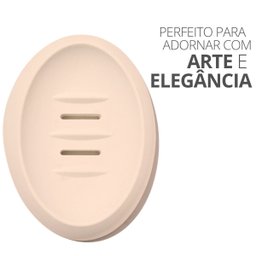 Saboneteira Porta Sabonete Banheiro Oval Luxo 12,5cm em Cimento - Palha - 3