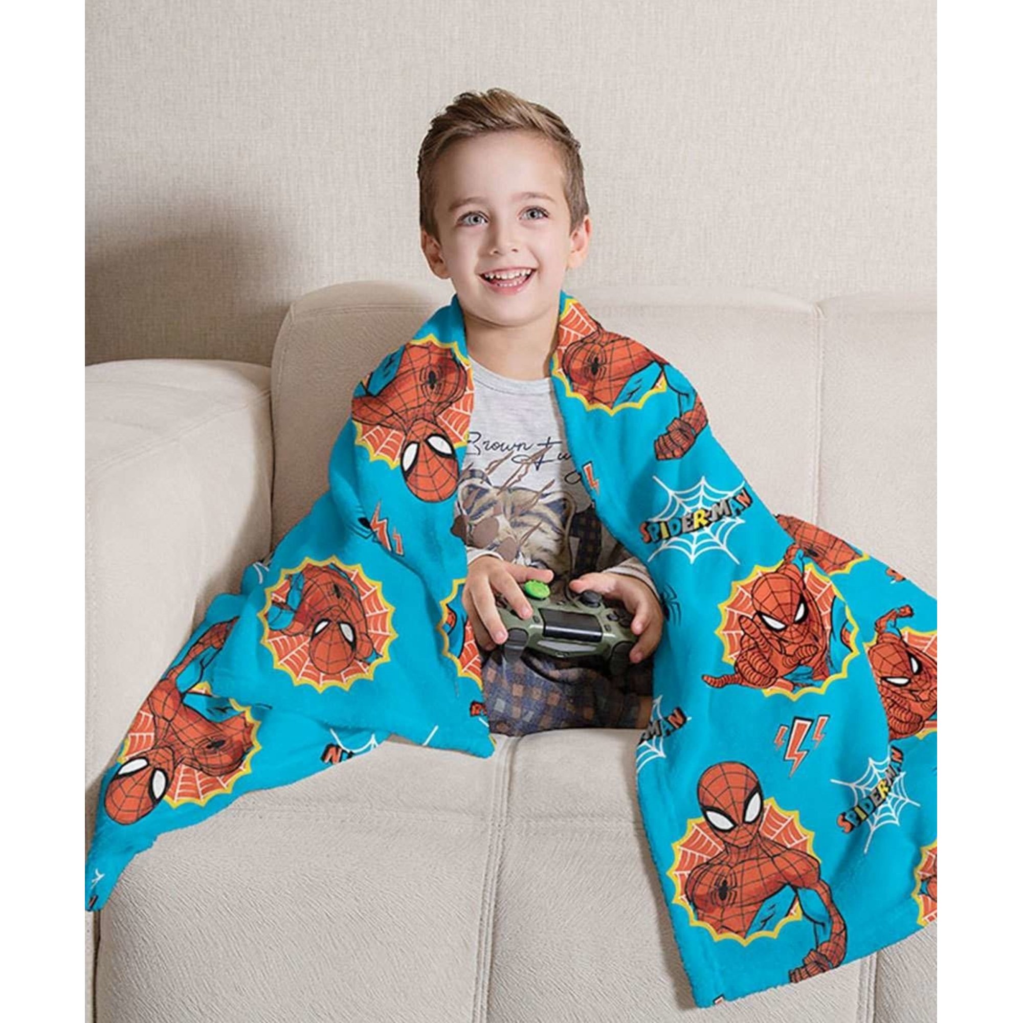 Manta Infantil Fleece de Sofá Homem Aranha 1,25 m x 1,50 m - 1
