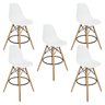 Kit 5 Banquetas Charles Eames Eiffel Wood Design Base Fixa Madeira - Branca - 1