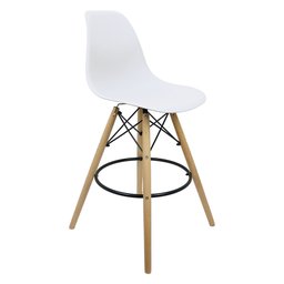 Kit 5 Banquetas Charles Eames Eiffel Wood Design Base Fixa Madeira - Branca - 2
