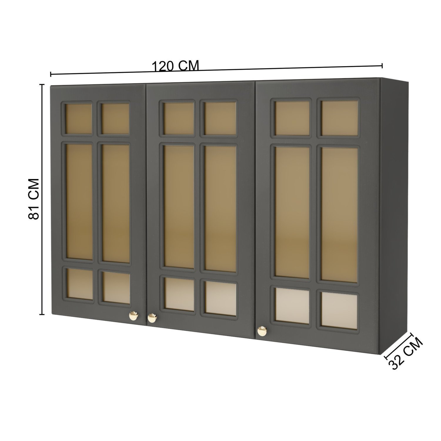 Armário Aéreo 3 Portas 120cm com Vidro Paris  - 3