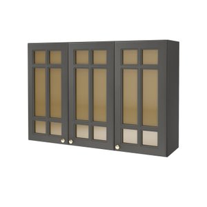 Armário Aéreo 3 Portas 120cm com Vidro Paris 