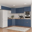 Ver imagem 1 de Cozinha Planejada 8 Peças 1 Tampo 4 Aéreos 3 Balcões e Torre Quente Arizona CabeCasa MadeiraOriginals Azul/Branco