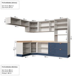 Cozinha Modulada 8 Peças com Tampo 4 Aéreos 3 Balcões e Torre Quente Arizona CabeCasa MadeiraMadeira - 4