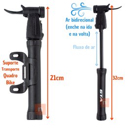 Bomba Mini Ar Bidirecional 80PSI NX GTA Preto - 3