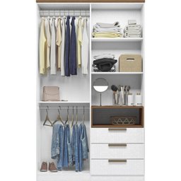 Guarda Roupa Solteiro 4 Portas 3 Gavetas 1 Nicho New Conect 4.3  - 2