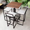 Ver imagem 3 de Conjunto Mesa Alta Bar Bistrô Quadrada Imbuia 4 Banquetas Confort Estofado Industrial Black Don Cast