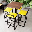 Ver imagem 4 de Conjunto Mesa Alta Bar Bistrô Quadrada Imbuia 4 Banquetas Confort Estofado Industrial Black Don Cast