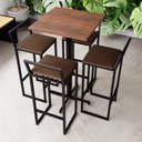 Ver imagem 1 de Conjunto Mesa Alta Bar Bistrô Quadrada Imbuia 4 Banquetas Confort Estofado Industrial Black Don Cast