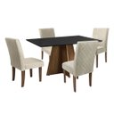 Ver imagem 1 de Mesa de Jantar Dublin com 4 Cadeiras Athenas Cedro Preto com Bege - Dobuê Movelaria