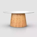 Ver imagem 1 de Mesa de Jantar Oval Tampo Laqueado com Vidro Off White 1,80m