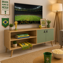 Ver imagem 7 de Rack para TV até 55 Polegadas 160cm Pés em Madeira Maciça 2 Portas e Amber Bege